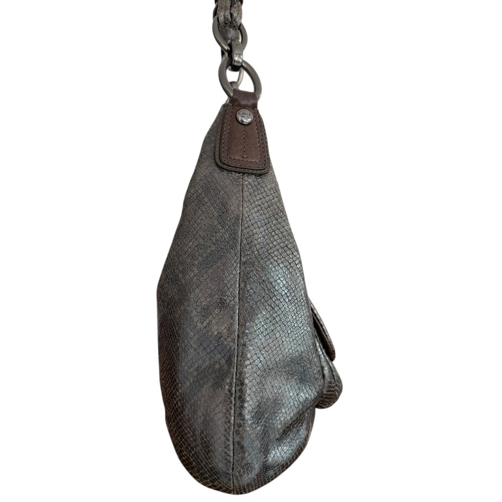 Coach Kristin Shoulder Bag Metallic Snakeskin Embossed Leather Gunmetal Hardware - Picture 5 of 14